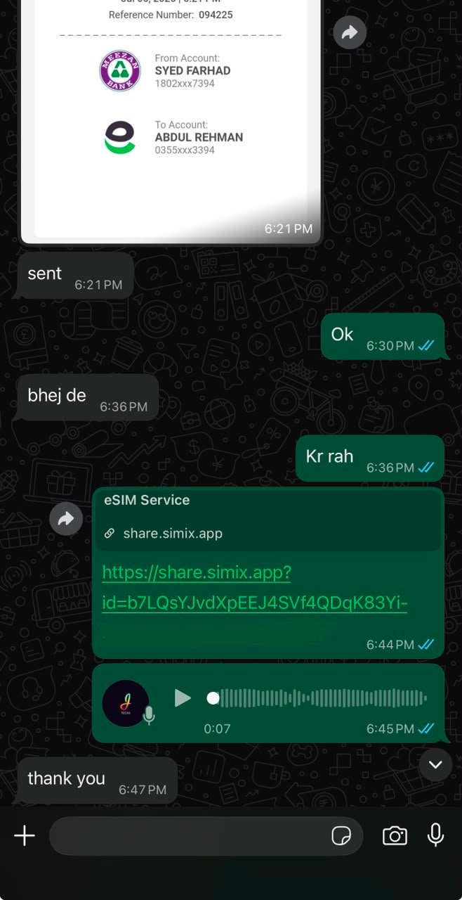 WhatsApp review from Hamza